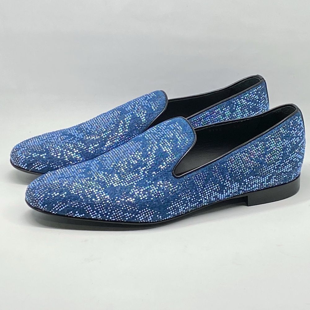 Versace Crystal Embellished Smocking Loafers size 44/us size 11